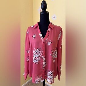 Worthington Pink Floral Blouse. Size XL.